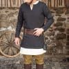 Tyr - Herringbone Woven Cloth Viking Tunic - Black and Gray
