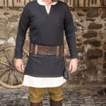 Tyr - Herringbone Woven Cloth Viking Tunic - Black and Gray