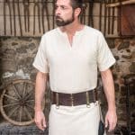 Aegir - Short Sleeve Cotton Viking Tunic - Natural Hemp Color