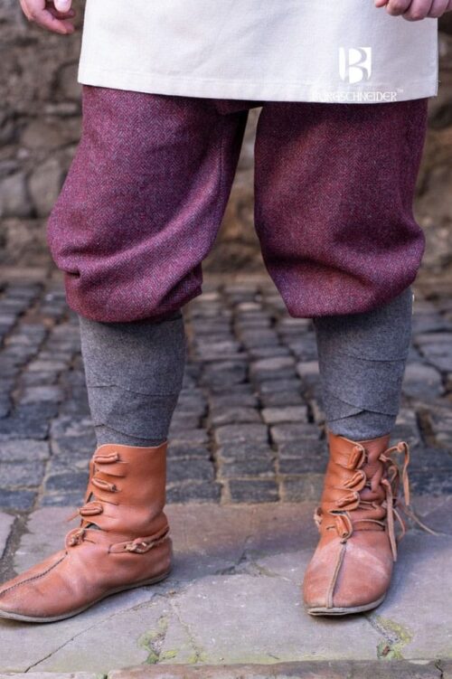 Ivar - Rus Pants - Herringbone Woven Cloth - Burgundy and Gray