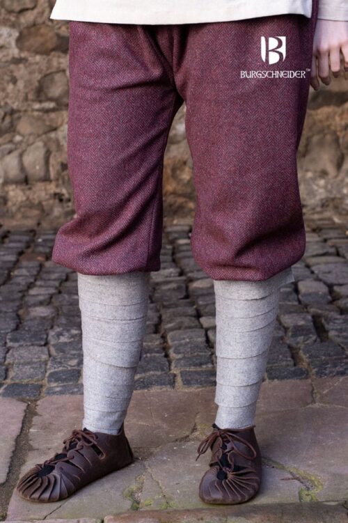 Tilda - Rus Pants - Herringbone Woven Cloth - Burgundy and Gray