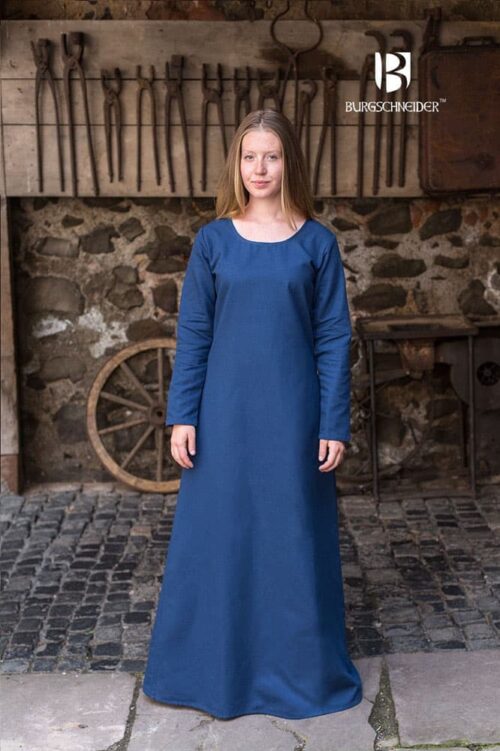 Freya - Viking Cotton Underdress - Woad Blue