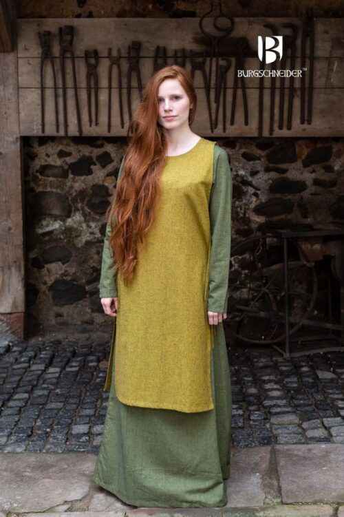 Haithabu - Cotton Viking Outer Dress - Saffron Yellow