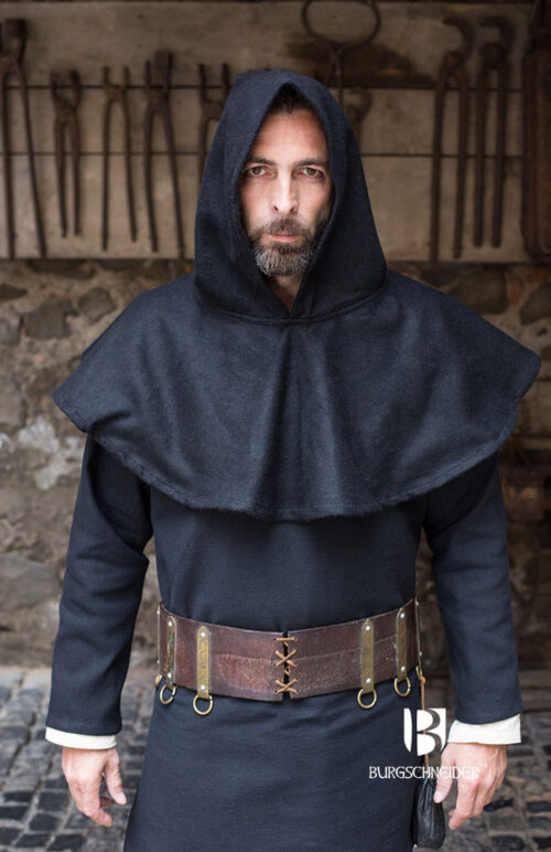 Cucullus - Wool Medieval Cowl - Black