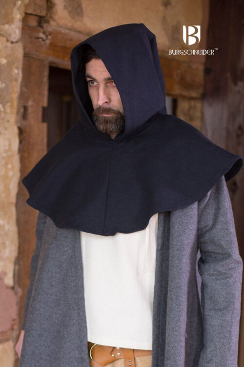 Capellus - Cotton Medieval Cowl - Black