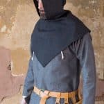 Knud - Viking Herringbone Woven Cloth Cowl - Black and Gray