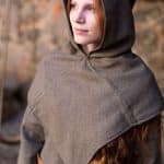 Knud - Viking Herringbone Woven Cloth Cowl - Olive and Gray