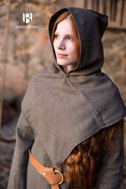 Knud - Viking Herringbone Woven Cloth Cowl - Olive and Gray