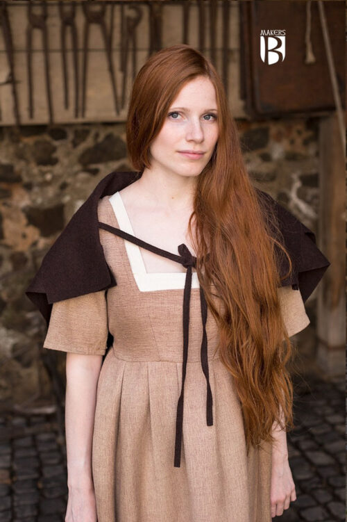 Bertrude - Medieval Shawl / Apron - Brown