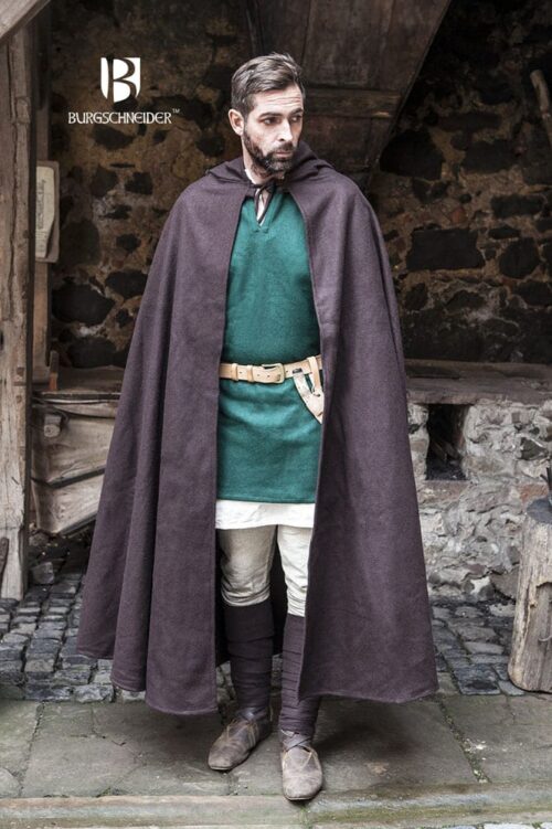 Hibernus - Wool Hooded Cloak - Brown