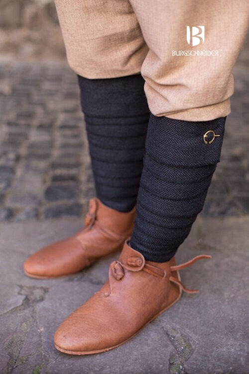 Asgar - Herringbone Wool Leg Wraps - Black and Gray