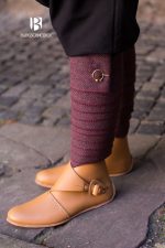 Asgar - Herringbone Wool Leg Wraps - Burgundy ad Gray