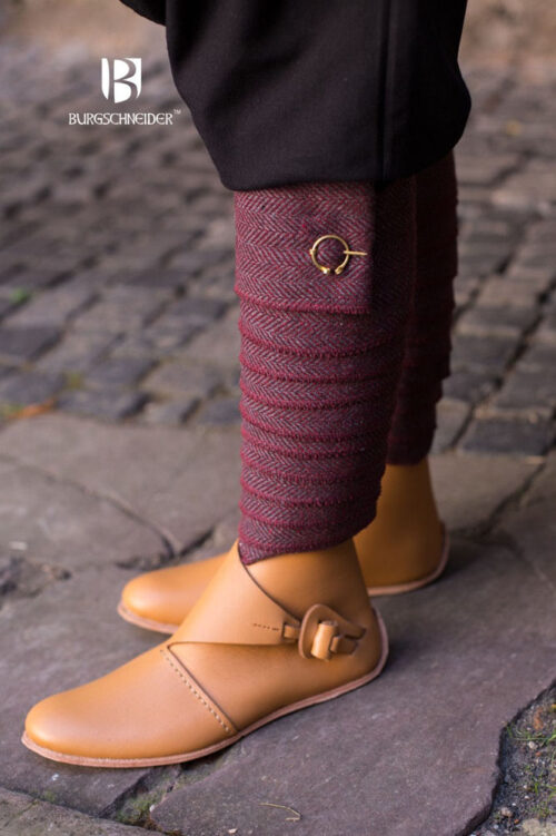 Asgar - Herringbone Wool Leg Wraps - Burgundy ad Gray