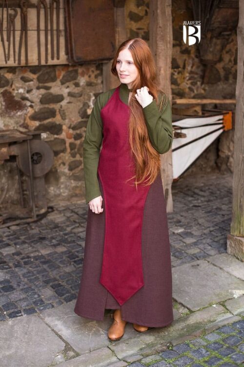Asua - Fantasy Wool Apron Overdress - Red