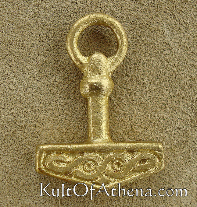 Small Brass Thor's Hammer Pendant