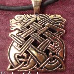 Knotwork Celtic Zhounds Pendant - Bronze