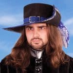 Suede Renaissance Musketeer Hat - Blue