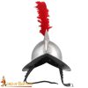 Combed Morion Helm with Red Plume – 16 Gauge Steel
