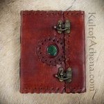 Leather-Bound Medieval Journal with Gemstone and Close Hooks