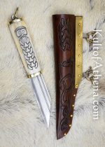 Viking Bone Grip Seax with Etched Norse Knotwork