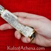 Viking Bone Grip Seax with Etched Norse Design
