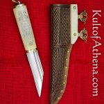Viking Bone Grip Seax with Etched Norse Design