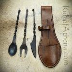 Medieval Cutlery Set with Wearable Leather Pouch