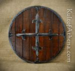 Wooden Round Shield with Riveted Cross
