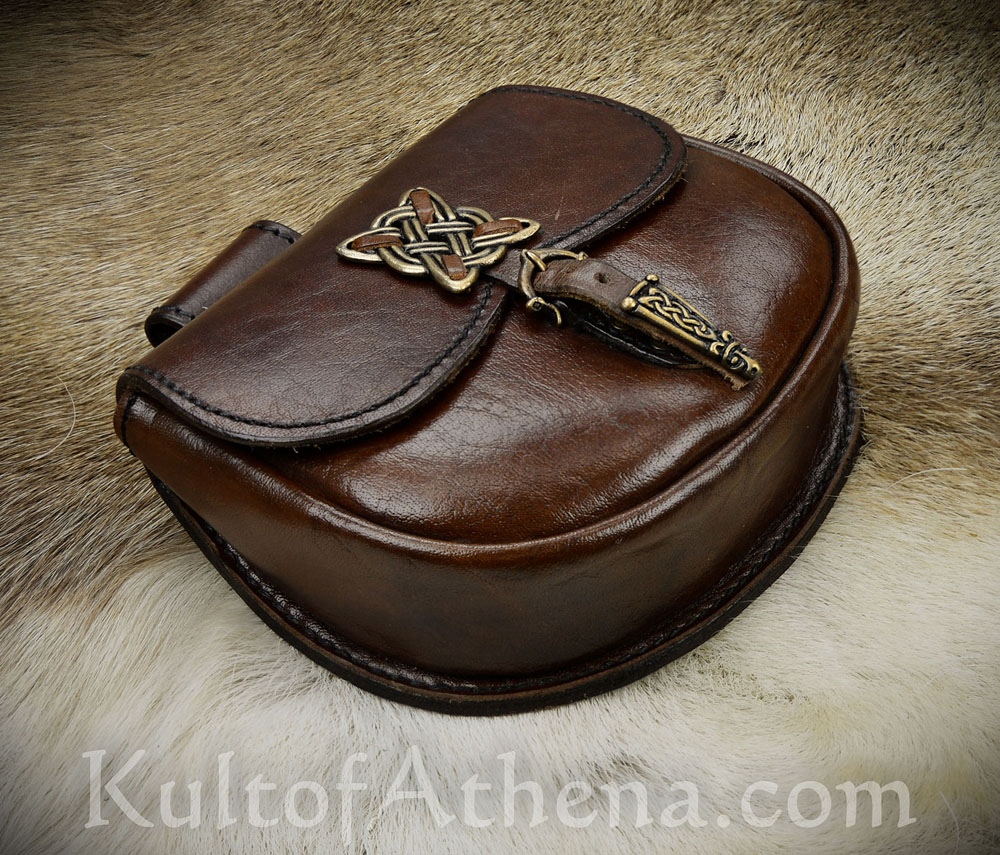 Deepeeka Celtic Leather Belt Pouch w/ Celtic Cross