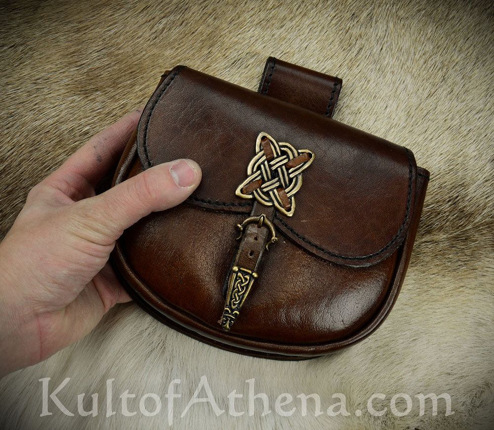 Tree of Life Leather Coin Belt Pouch Dice Leather Bag Celtic