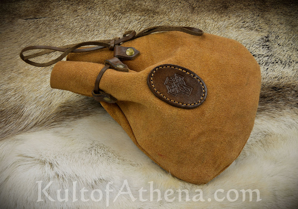Large Medieval Money Pouch, leather, with metal closure, various