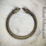 Brass Viking Wolf Head Bracelet