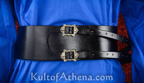 Dual-Buckle Pirate Waist Belt - Black