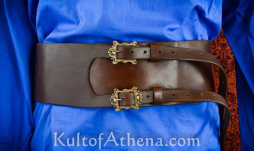Dual-Buckle Pirate Waist Belt - Brown