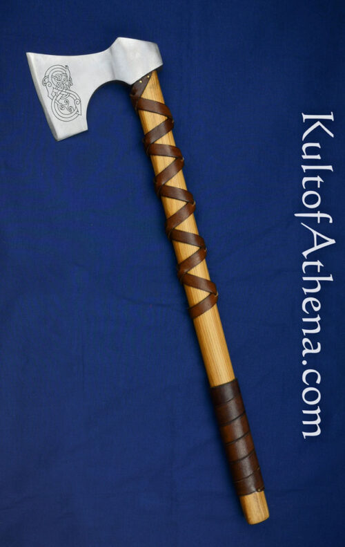 Viking Type D Axe with Etched Norse Design