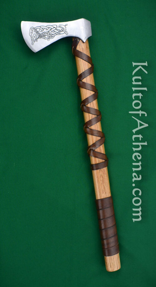Viking Type L Axe with Etched Norse Design