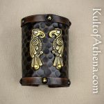 Viking Leather Cuff with Norse Ravens