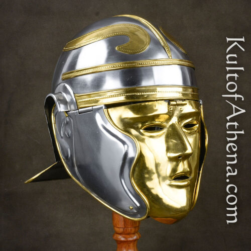 Roman Cavalry Helmet with Brass Mask - 18 Gauge