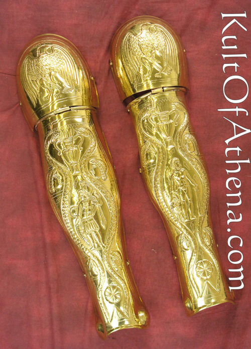 Embossed Brass Praetorian Guard Greaves