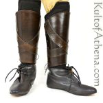 Padded Leather Greaves with Banding