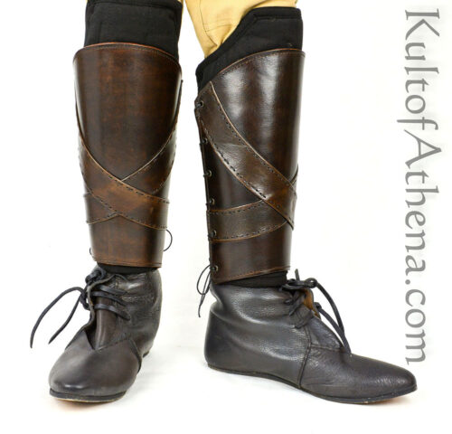 Padded Leather Greaves with Banding