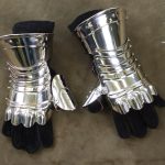 Stainless Steel Medieval Fingerless Gauntlets with Leather Gloves