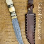 Borderlander's Bone Grip Bowie with Damascus Blade