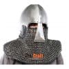 Age of Craft - HMB Nasal Bascinet with Mail and Padded Pelerine - 12 Gauge Tempered Spring Steel