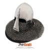 Age of Craft - HMB Nasal Bascinet with Mail and Padded Pelerine - 12 Gauge Tempered Spring Steel