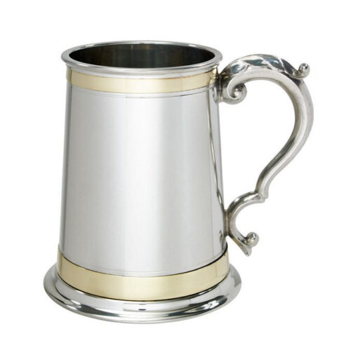Pewter Tankard with Brass Branding
