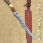 Elven Long Bladed War Knife with Damascus Blade