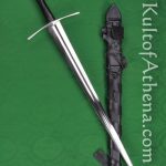 Darksword Medieval Knight Bastard Sword- Black with Integrated Sword Belt