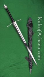 Darksword Medieval Knight Bastard Sword- Black with Integrated Sword Belt