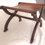 Folding Wooden Stool with Leather Seat
